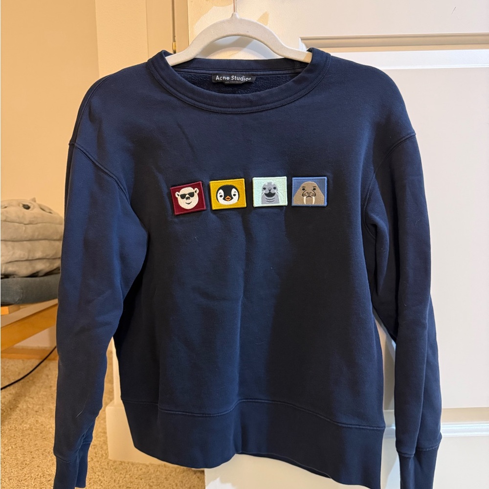 Acne Navy Sweatshirt with Animal Patches